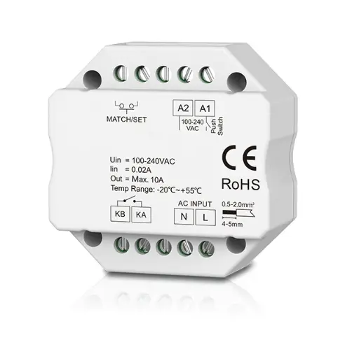 [SCO.072.090] CHROMA | Swith ON / OFF (Relé) | Control por Wifi + RF + Switch | 100-240 Vac, Salida 1 x 10 A | Carcasa Plástica