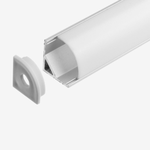 [PAL.256.020] KIT Perfil Aluminio 2mt | Esquinero Curvo SuperCompacto |