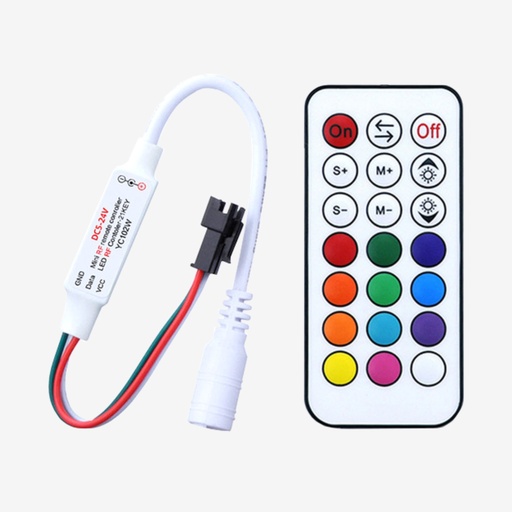 [SCO.008.102] Controlador SPI WS2811 ¦ 5-24v 2048PX – Con Control RF 21 Btn 