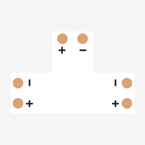 [ACC.001.208] AMPERE ¦ Conector en Angulo “T” Tira > Tira – Unicolor 2H (PCB Sin Broche)