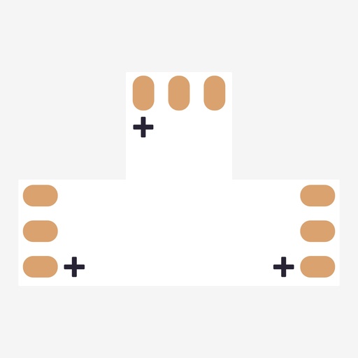 [ACC.001.308] AMPERE ¦ Conector en Angulo “T” Tira > Tira – SPI & Bicolor 3H (PCB Sin Broche)