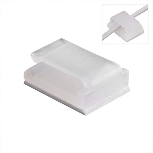 [ACC.103.002] Clip / Grapa de Fijación para organización de cableado - Con adhesivo