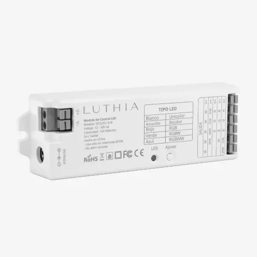 [SCO.051.510] AURA ¦ Controlador 5 en 1 RGB+WW RF | 5x5A 12/24v – Sin Remoto