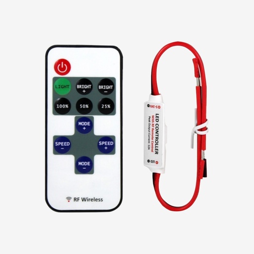 [SCO.001.102] Controlador Unicolor | 05-24v 1x12A – Con Control Remoto RF 10 Btn