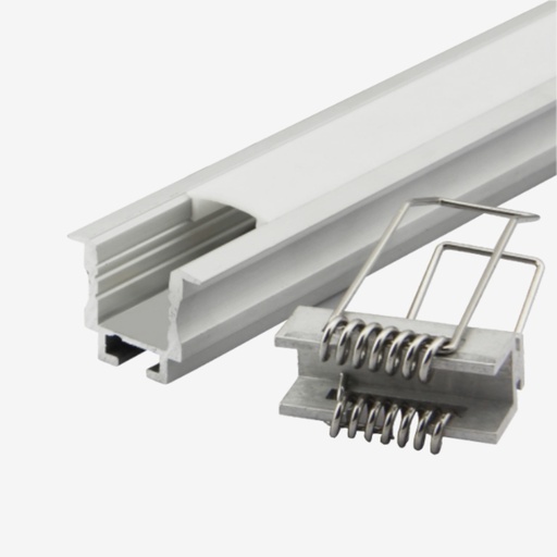 [PAL.014.020] KIT Perfil Aluminio 2mt | Empotrable con Riel - Incluye Tensores